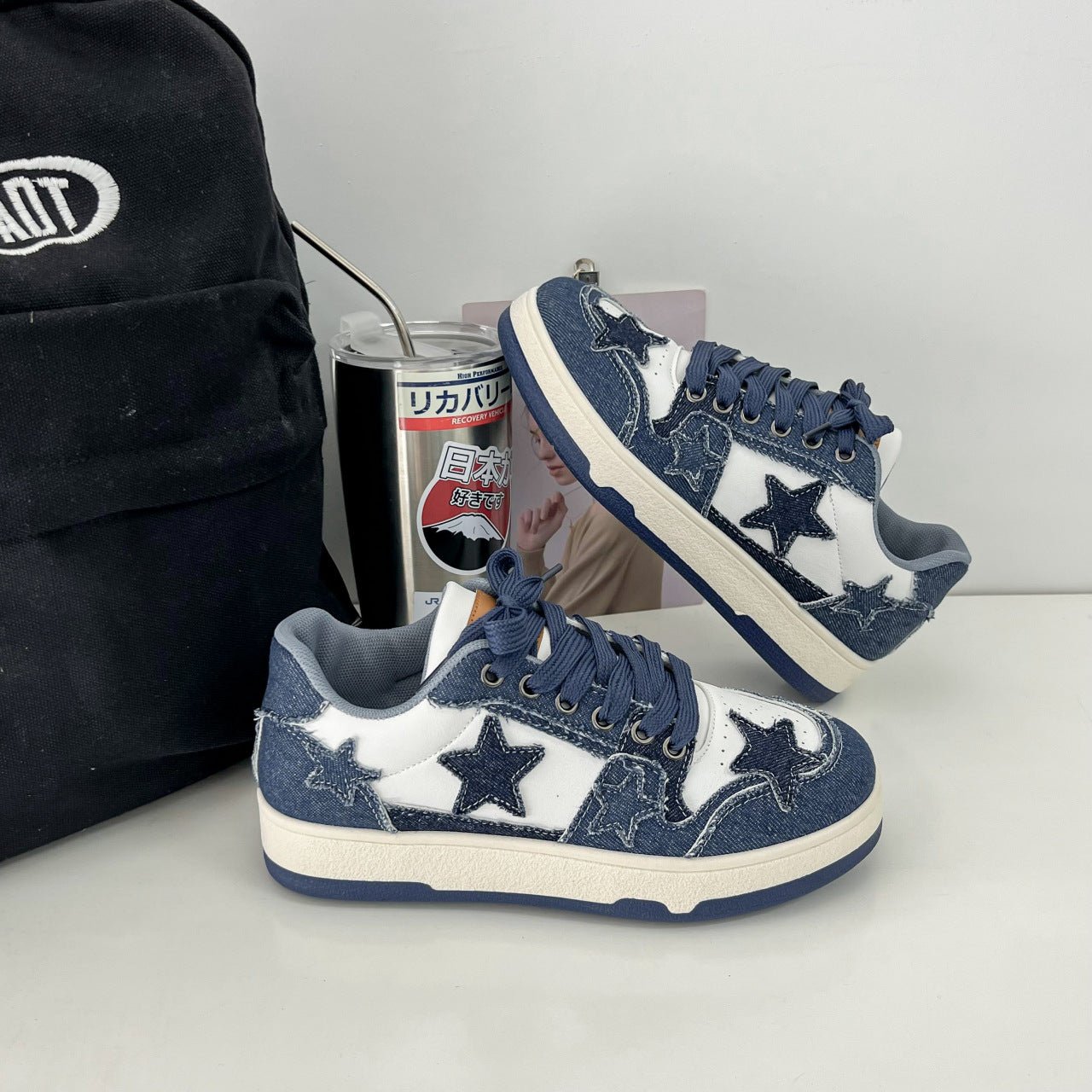 Celina | Retro Denim Sneakers met Ster Applicatie