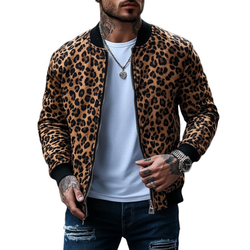 Heren bomberjack met panterprint 93635399Y