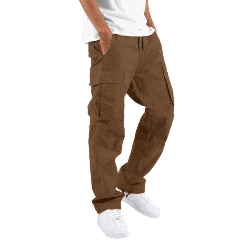 Heren casual cargo broek met meerdere zakken en een trekkoord in de taille 97400513M