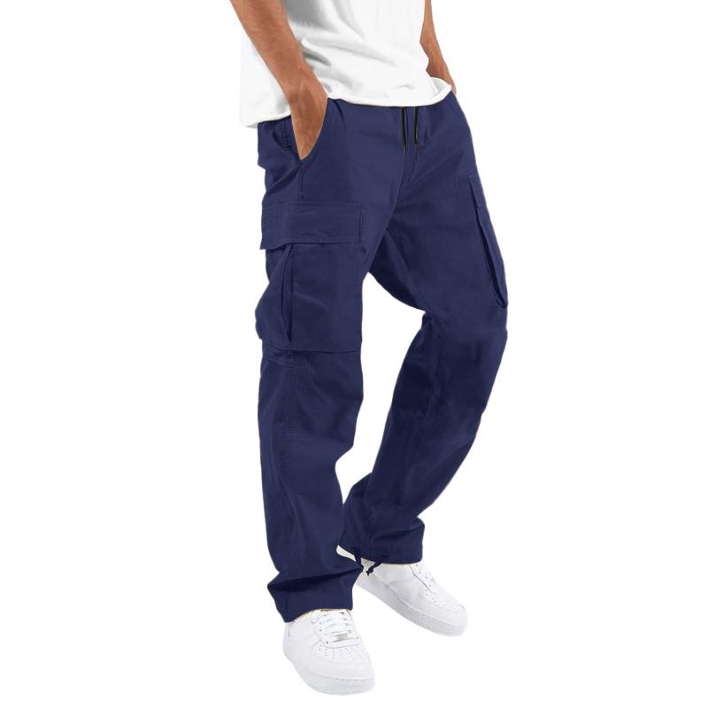 Heren casual cargo broek met meerdere zakken en een trekkoord in de taille 97400513M
