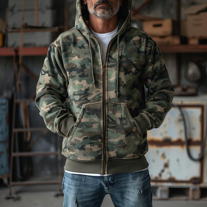 Heren hoodie met camouflagepatroon 73821512Y