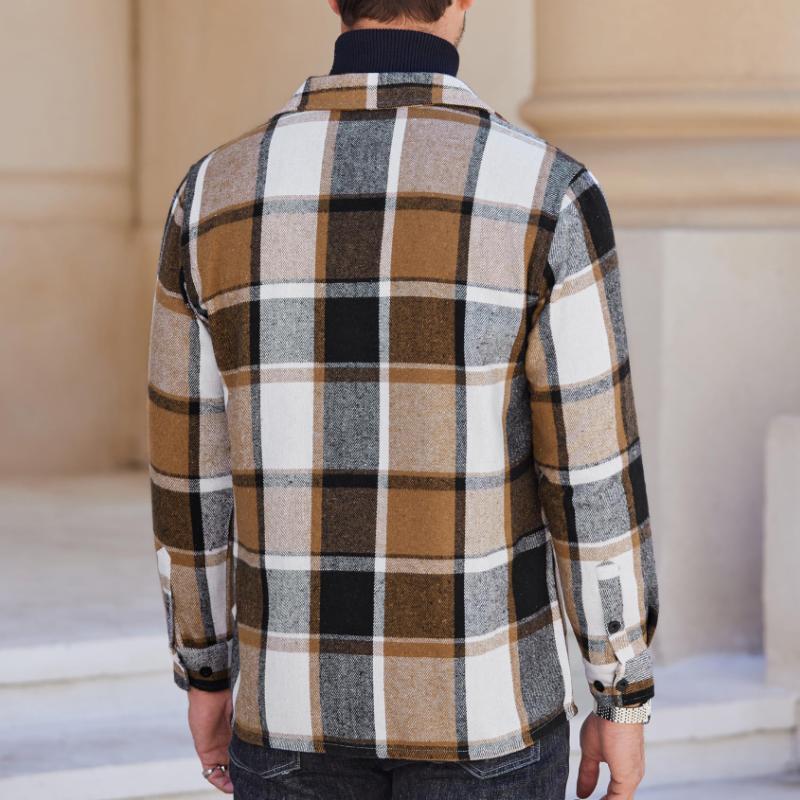 Heren Vintage Geruite Flanellen Overhemd met Lange Mouwen 17882382Y