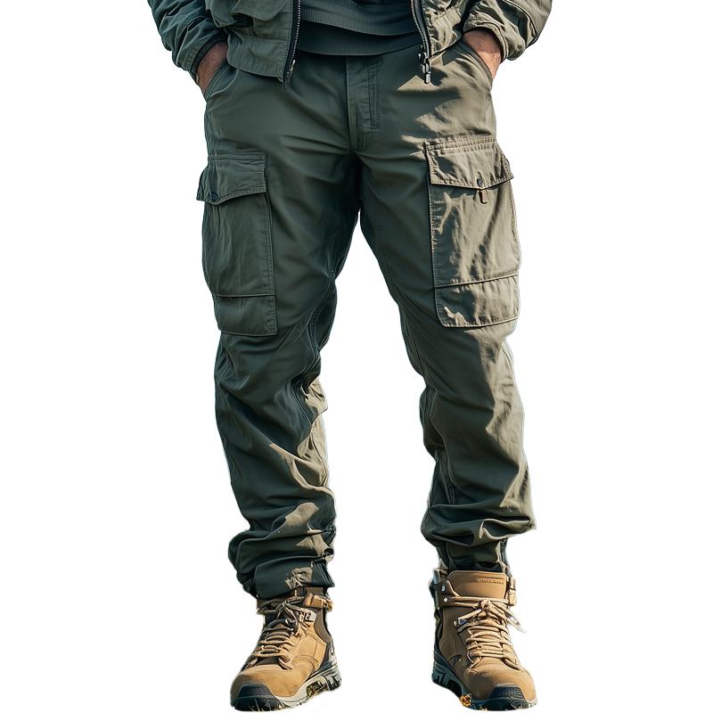 Heren Cargo Broek in Effen Kleur met Veel Zakjes 76423225Z