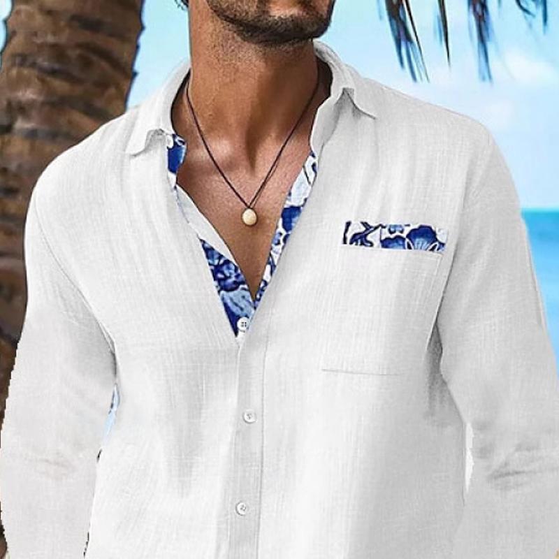 Heren overhemd met lange mouwen en decoratieve print 63725351Z