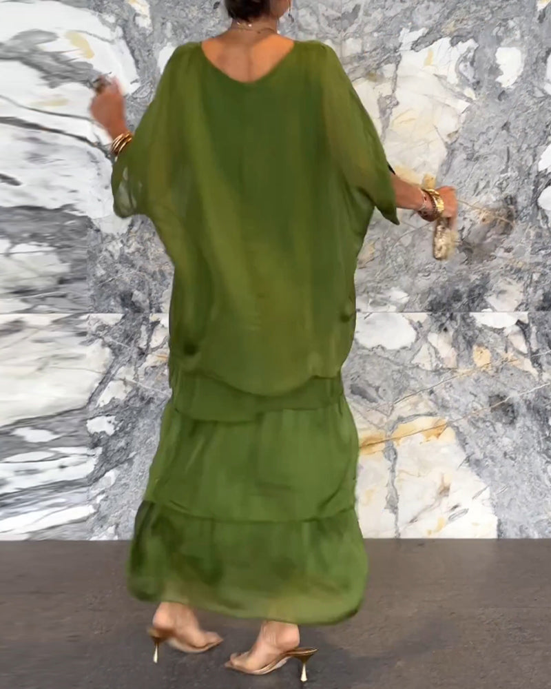 Dorota | Boho Maxi Jurk met Gelaagd Effect