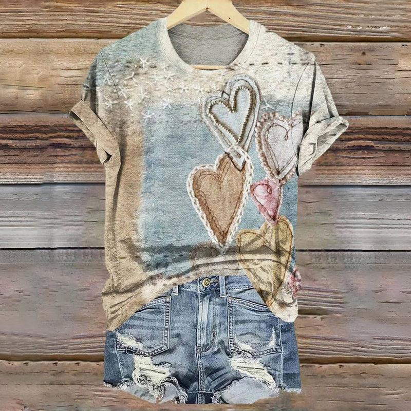 Delfina | Vintage T-shirt met hartprint