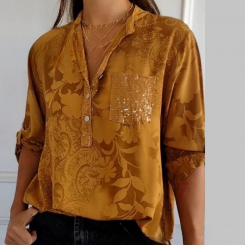 Stefania | Tijdloze Overhemd met Print, Kraag en Knopen