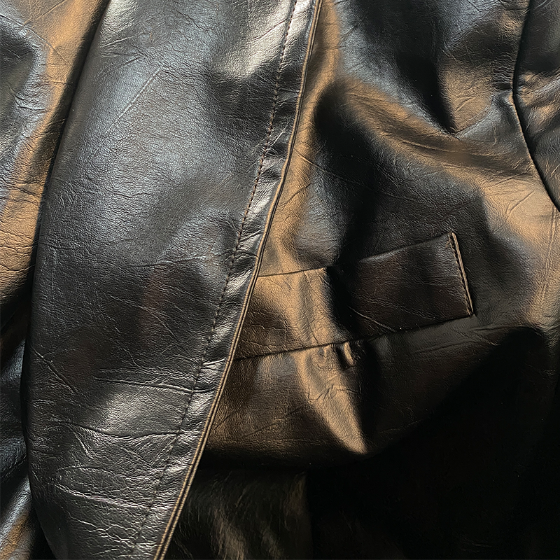 Heren Klassieke Vintage Slim Fit Leren Blazer 31535680K