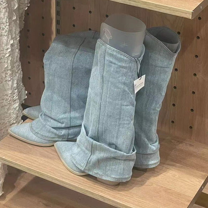 Mira – Winter Denim Enkellaarsjes voor Dames