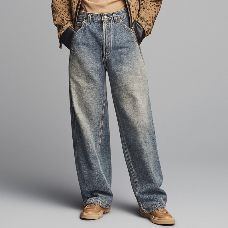 Heren Vintage Gewassen Jeans Recht MTA2935H2P