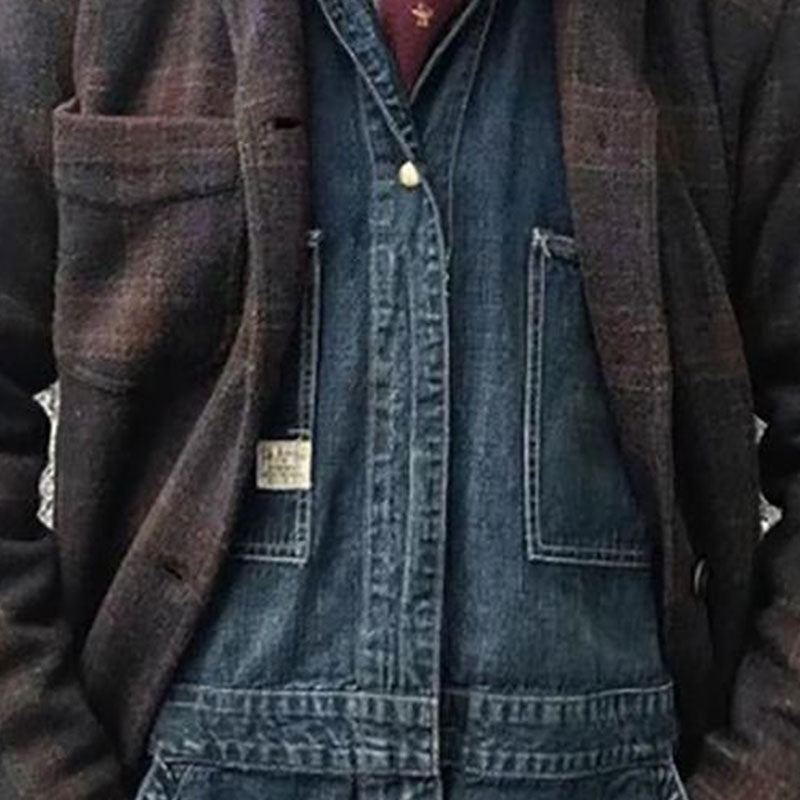 Heren Losse Retro Ruitjas met Kleppen 84918520X