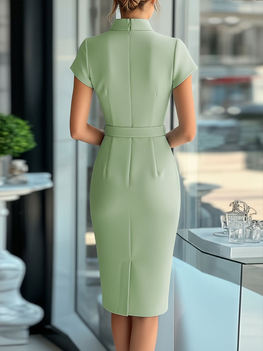 Strak Hemelsblauw Asymmetrisch Jurk met Ceintuur