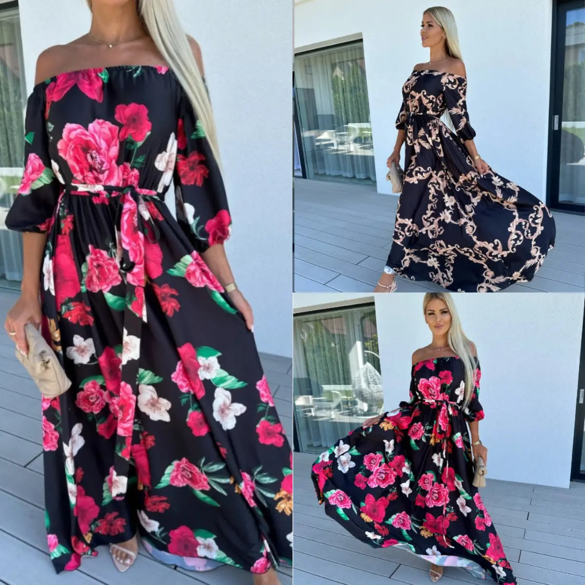 Karolina | Coastal Bloom Maxi-jurk