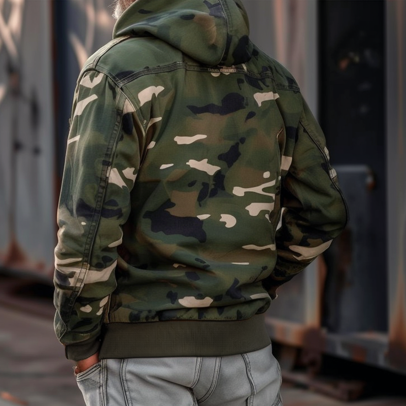 Heren Cargo Jacket in Camouflage met Capuchon en Veel Zakjes 69249000Z