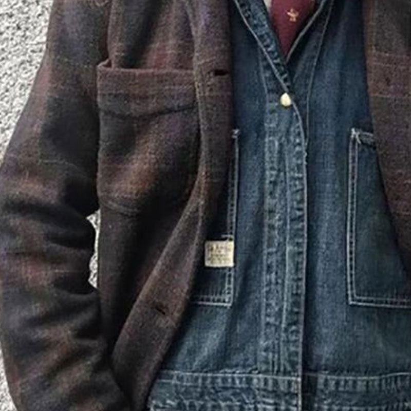 Heren Losse Retro Ruitjas met Kleppen 84918520X