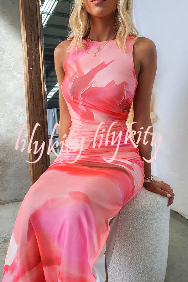 Zuzanna – Bloemen Maxi Jurk met Tule Laag