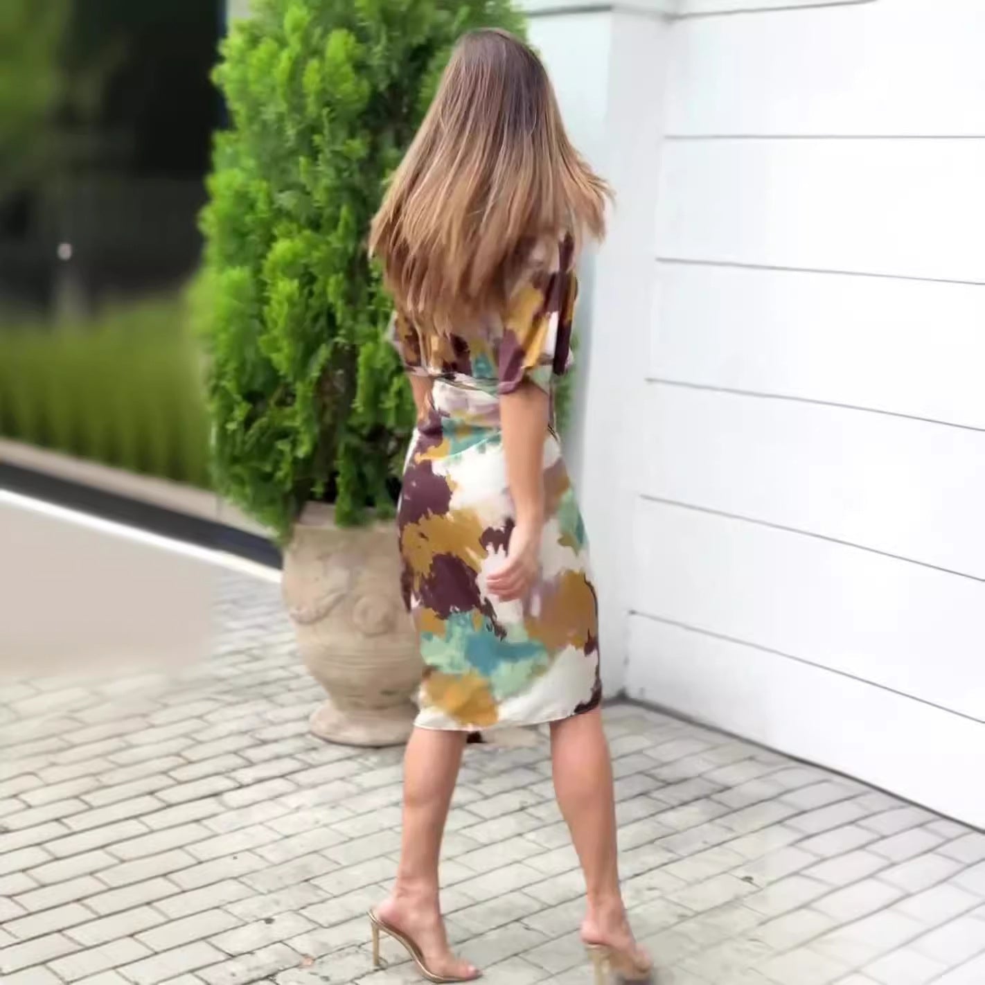 Stefka | Elegante jurk met abstracte print, wrap-stijl voor vrouwen