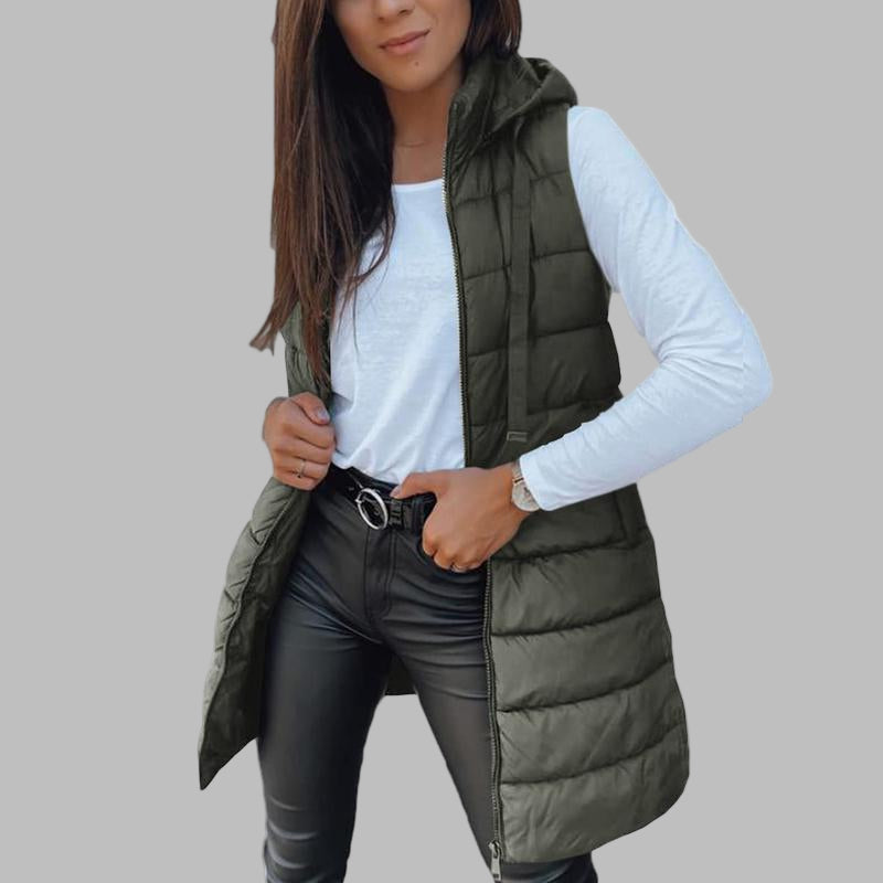 RAIN™ - Casual Mouwloos Vest met Capuchon Lange Dons