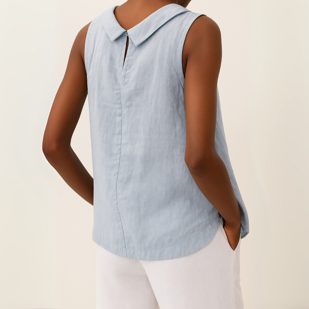Sandra | Mouwloze blouse met zachte kraag