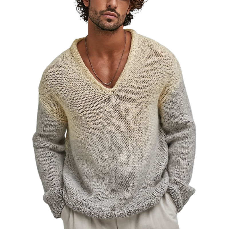Heren Gradient Sweater met V-hals en Lange Mouwen MTA2072H4Z