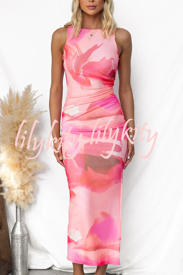 Zuzanna – Bloemen Maxi Jurk met Tule Laag