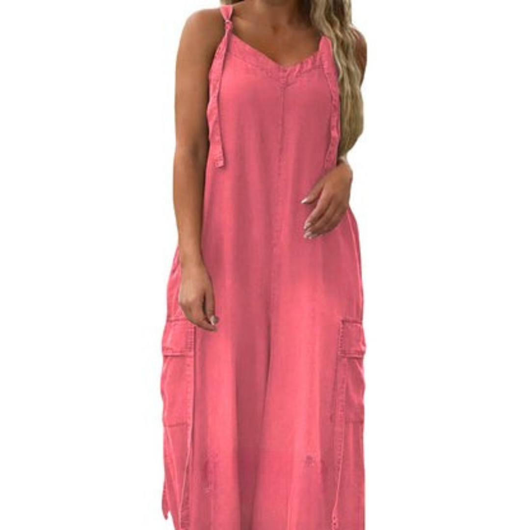 Lidka | Losse jumpsuit met brede pijpen en zakken voor dames