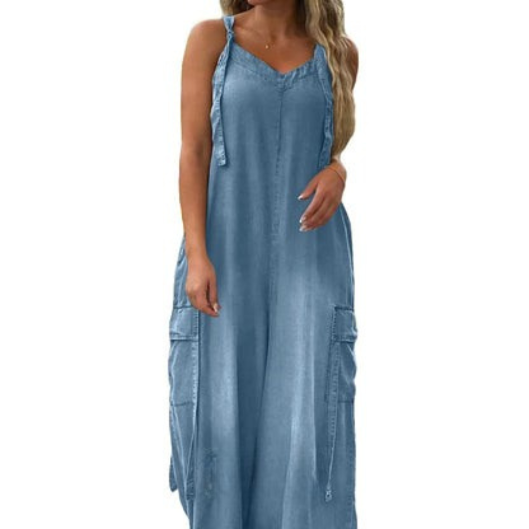 Lidka | Losse jumpsuit met brede pijpen en zakken voor dames