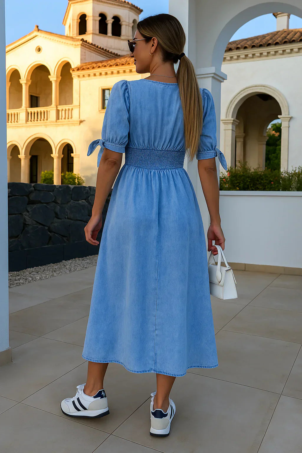 Amelie | Dagelijkse Midi Jurk met Puff Mouwen