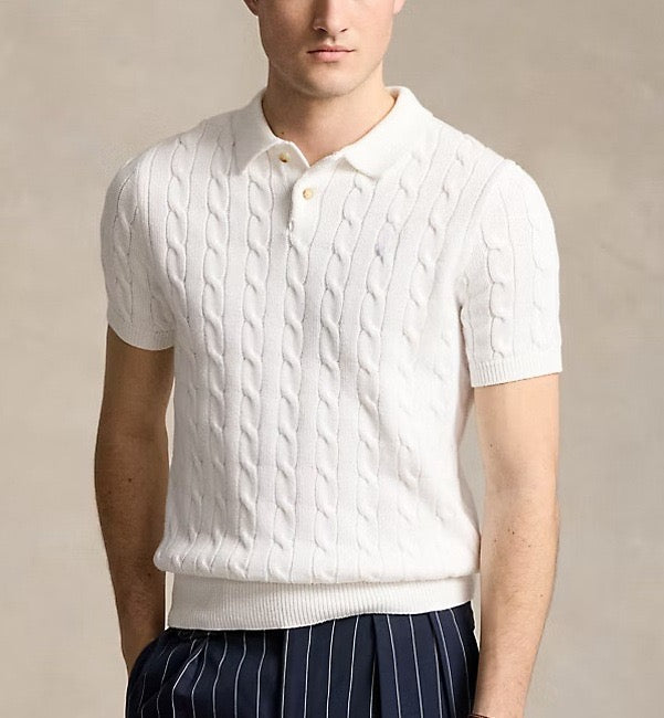 FLORENCE Polo Sweater met Vlechtpatroon