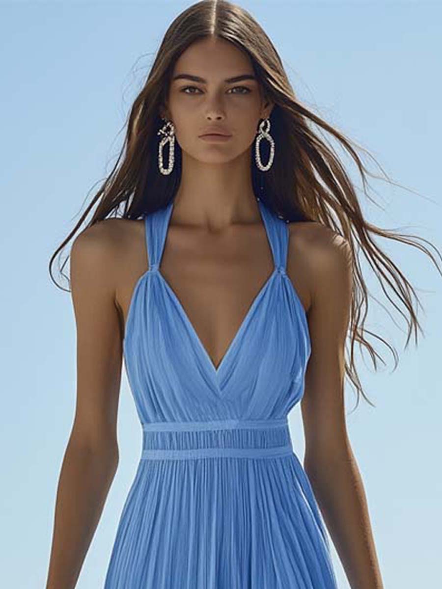 Bella – Luchtige Maxi-jurk in Blauw