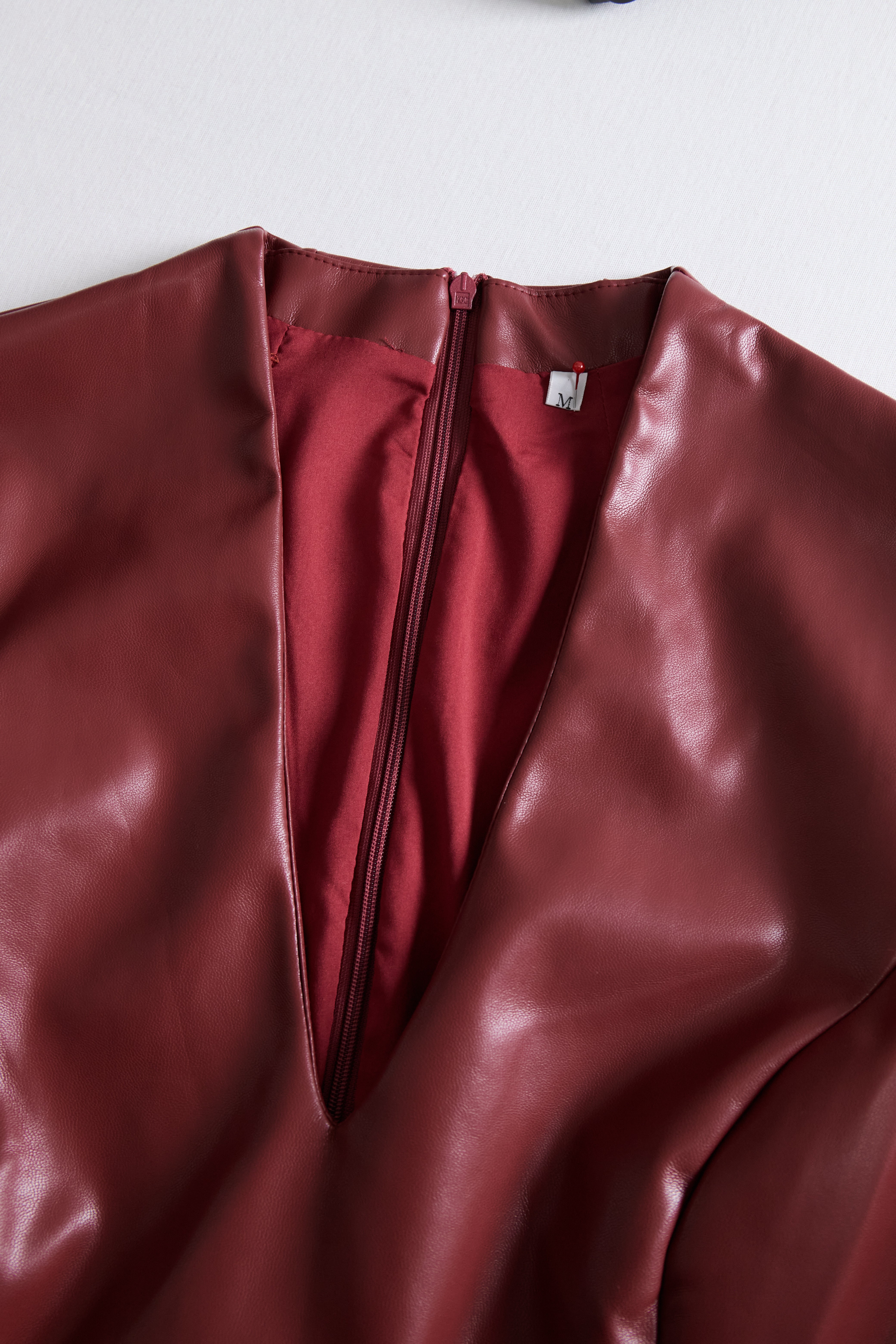 Verfijnde Zwarte Faux Leren Bodycon Jurk