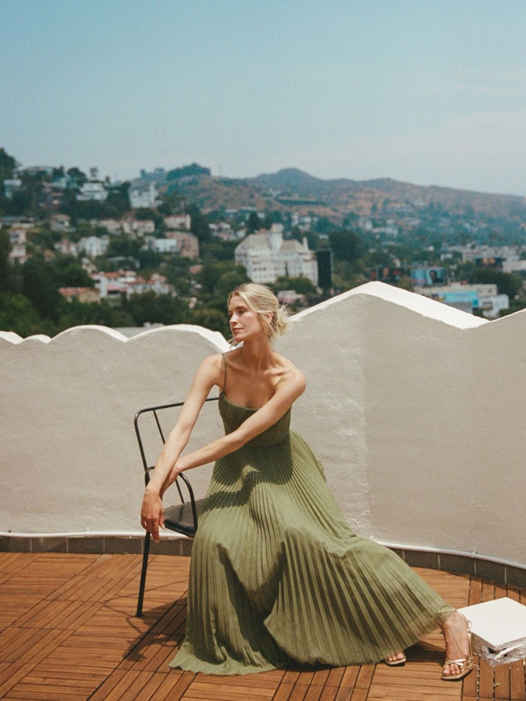 Katarzyna | Plissé midi jurk met korset