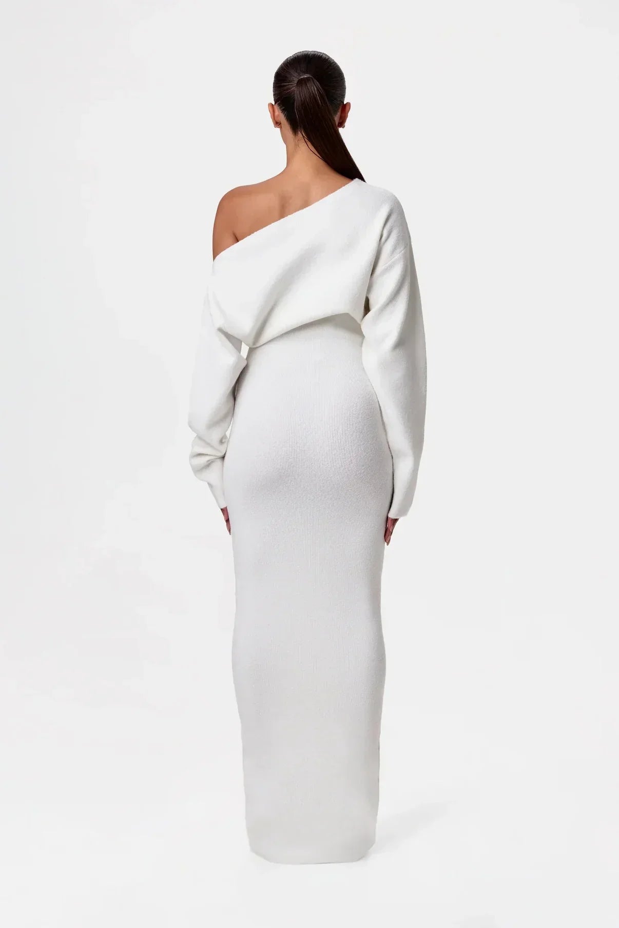 Natalia | Elegante Tricot Jurk met Eén Schouder