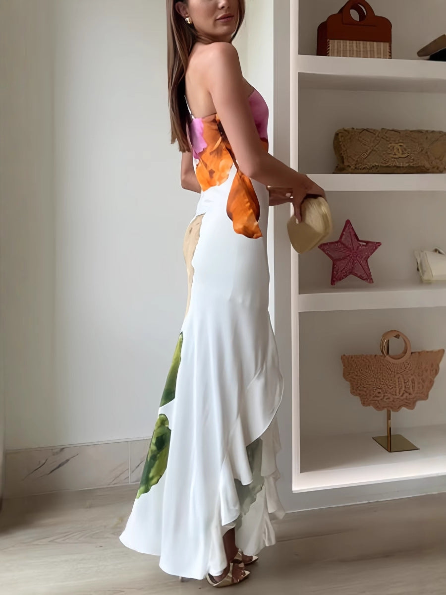 Iris | Asymmetrische bloemenmaxi-jurk