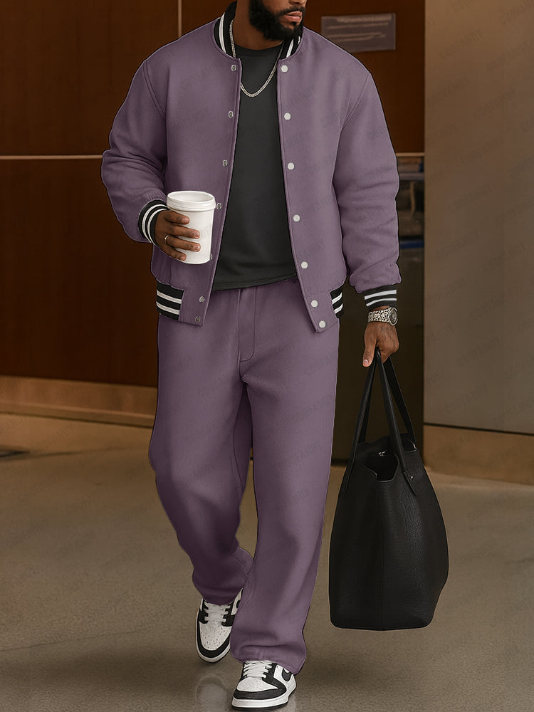 Klassieke Gestreepte Trim Jas Broek Set