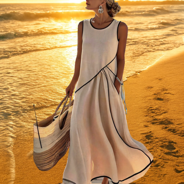 Elena – Elegante Plissé Jurk Zonder Mouwen