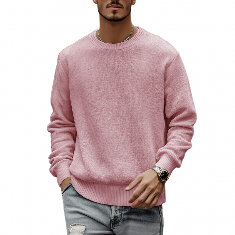 Heren casual ademend sweater met ronde hals, los, lange mouwen, gebreid MTA3154G7M