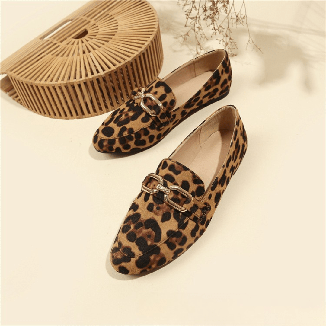 Siena | Loafers met dierenprint en gouden accenten