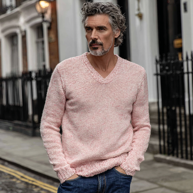 Heren pullover met V-hals in effen kleur MTA1426H7X