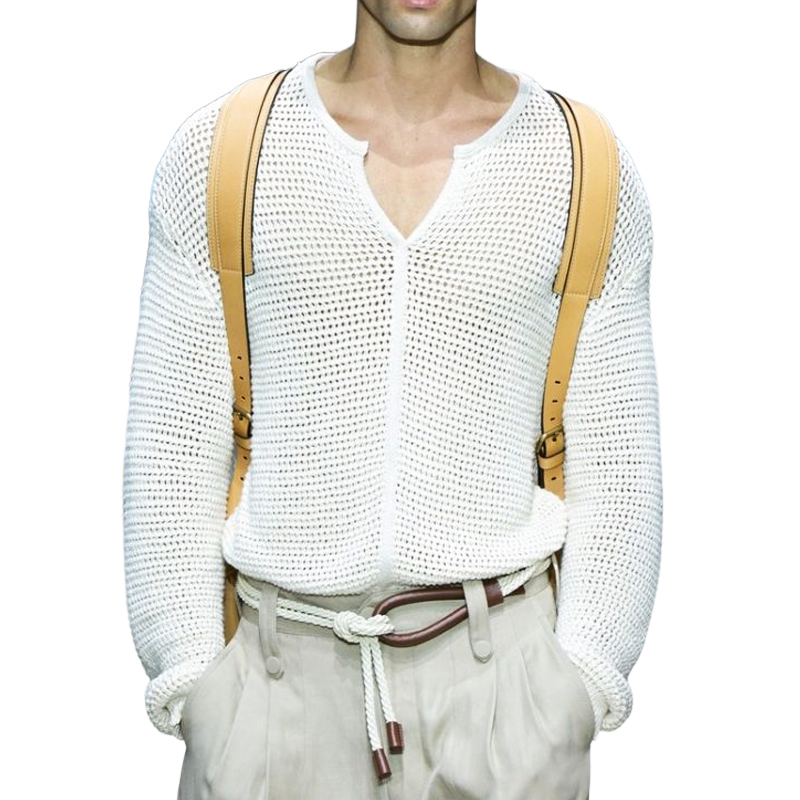 Heren T-shirt sweater met V-hals in effen kleur voor de lente en herfst MTA0636H5U