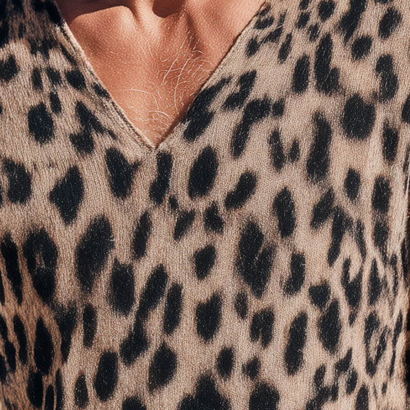 Heren Vintage Mohair Trui met Vlekken en V-hals MTA1809H6P