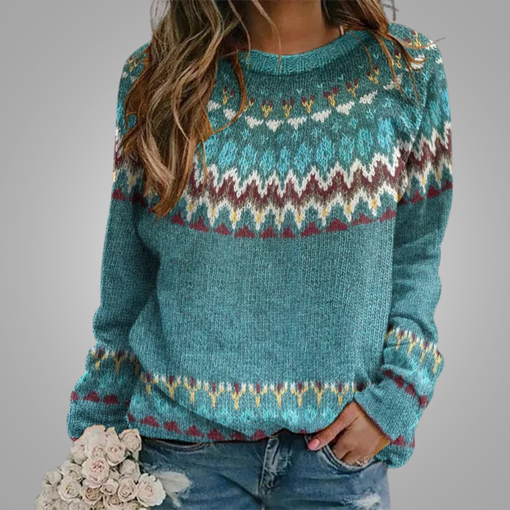 Peyton - Comfortabele Retro Golfpatroon Sweatshirt