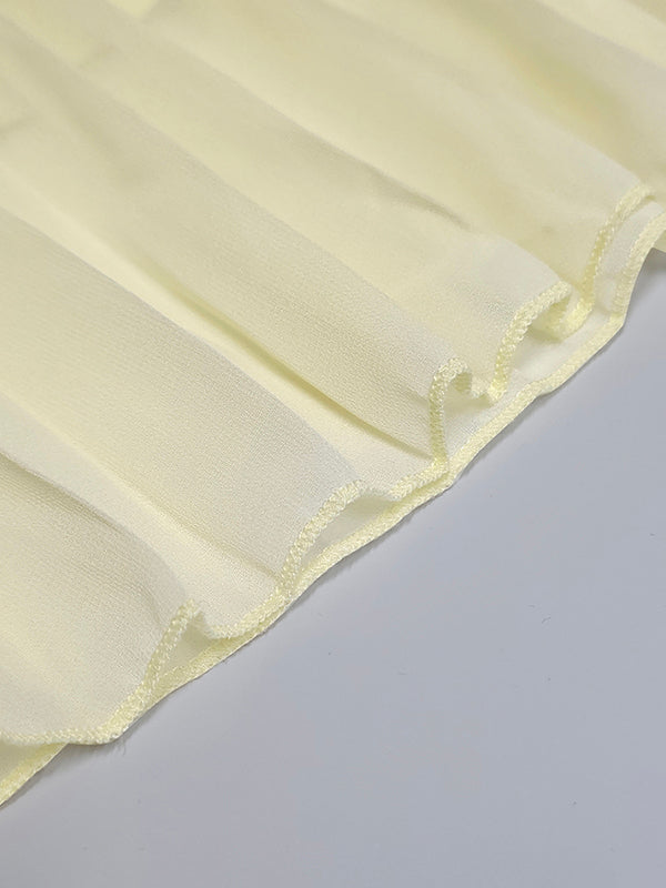 Mouwloze Gazen Plissé Effen Kleur Split-Joint Bootnek Avondjurken Maxi Jurken