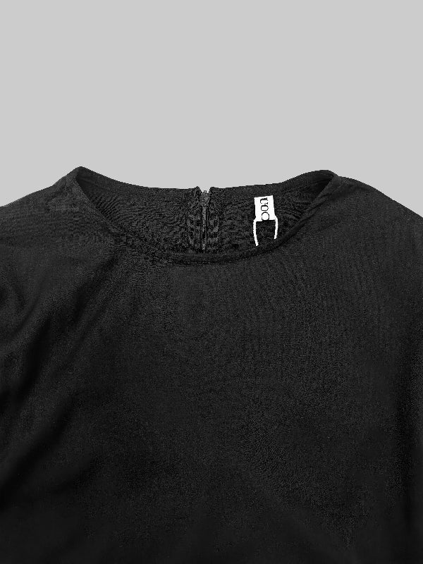 Cape High-Low Plissé Effen Kleur Split-Joint Ronde Hals Avondjurken Maxi Jurken