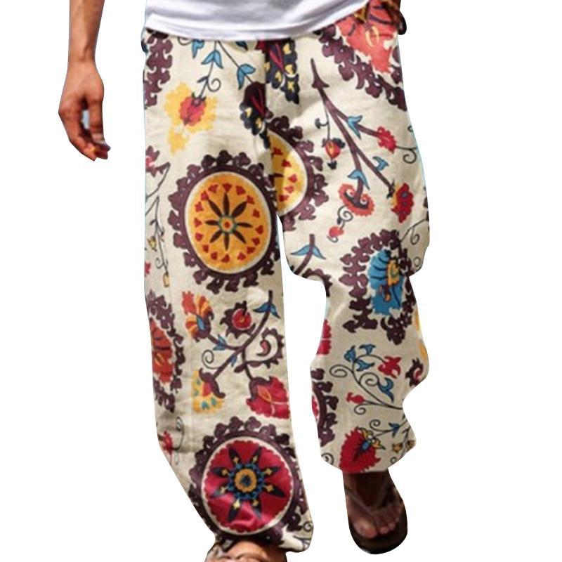 Heren Vintage Loose Pants met Print op de Touw 02559050Y