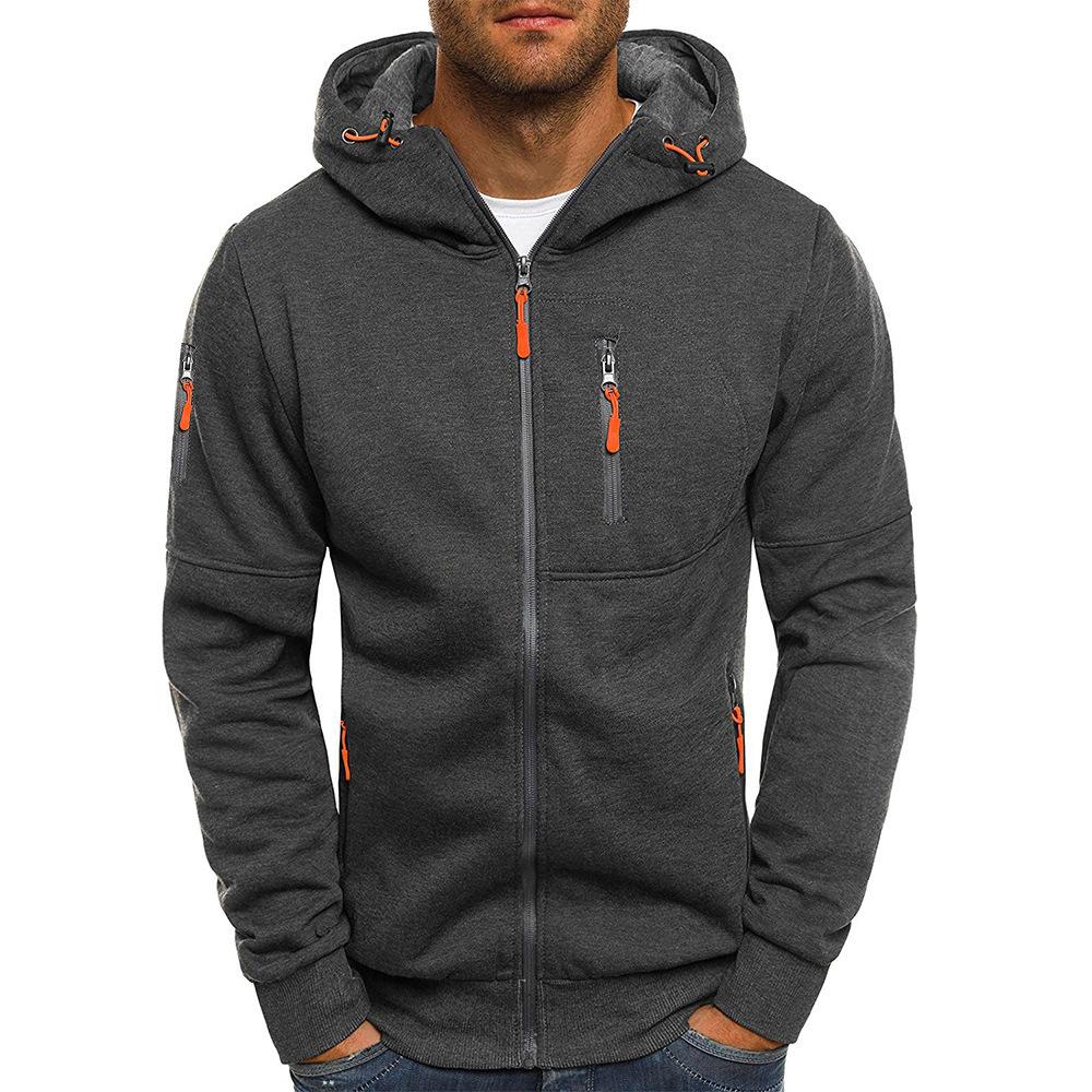Heren Casual Sportjack met Capuchon en Rits, Slim Fit, Katoenmengsel 87031331