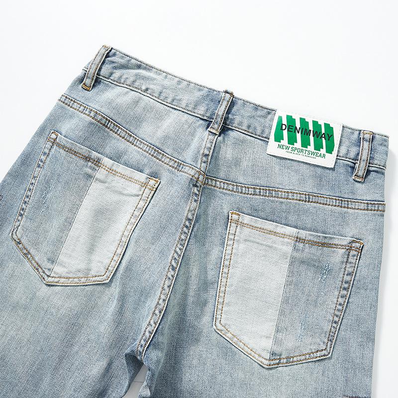 Heren jeans met borduursel en patchwork 86112741Y