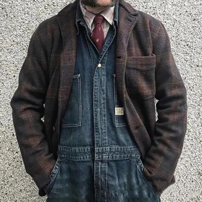 Heren Losse Retro Ruitjas met Kleppen 84918520X