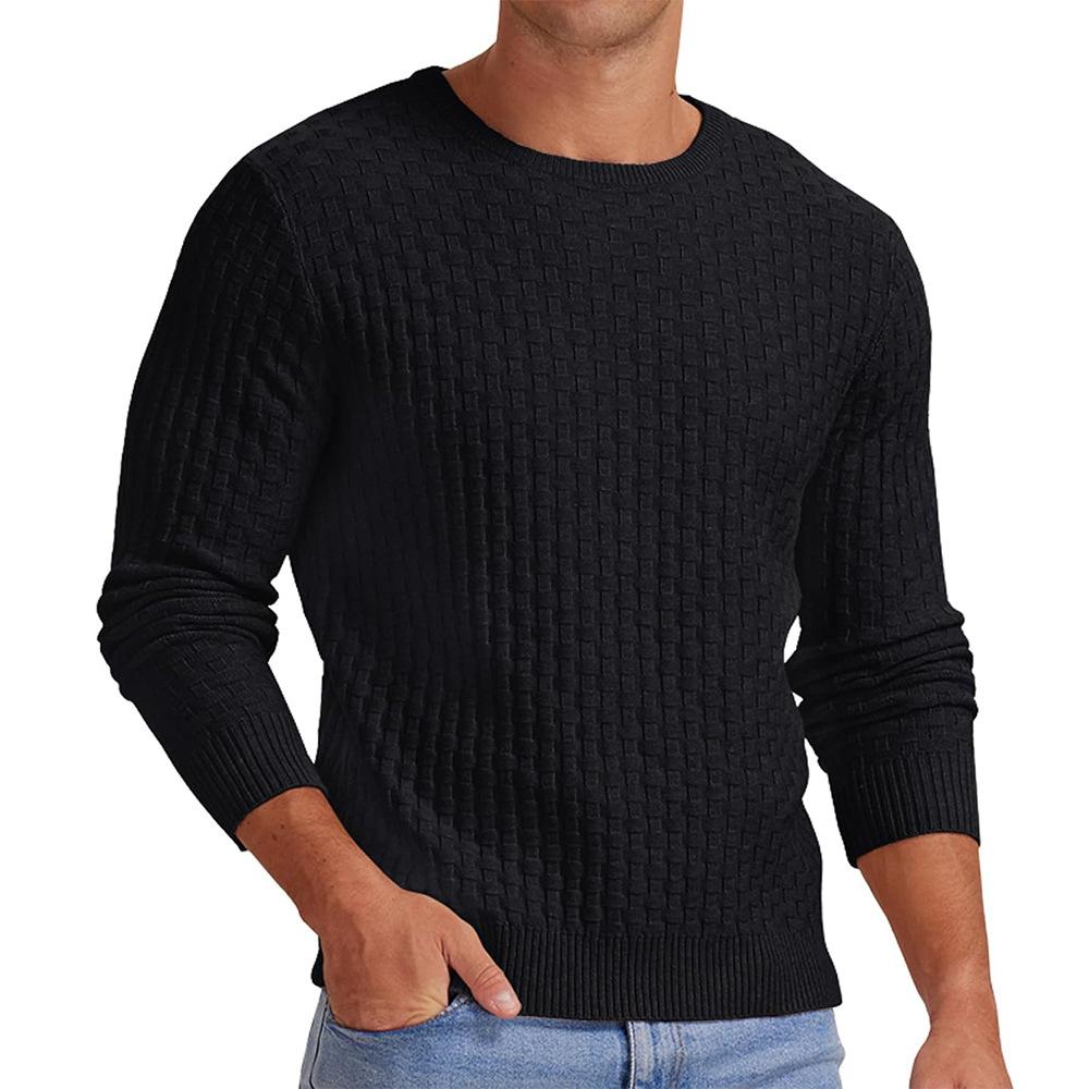 Heren sweater van wafelbrei met ronde hals 18707329X