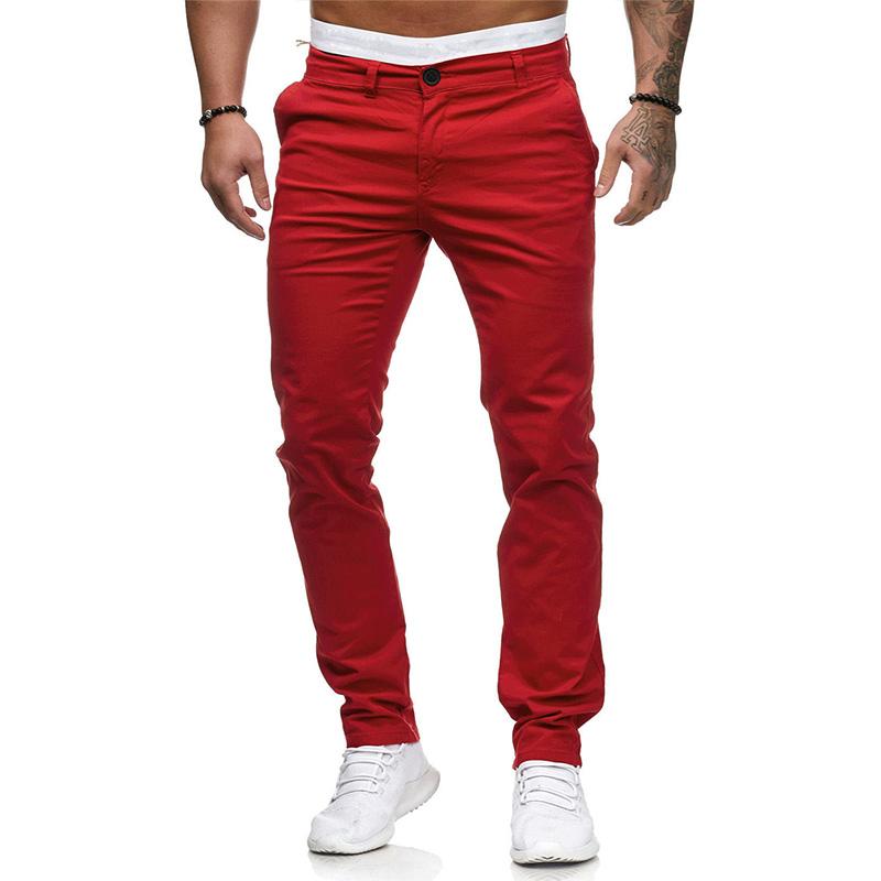 Heren Casual Broek in Effen Kleur Slim Fit 43253681M